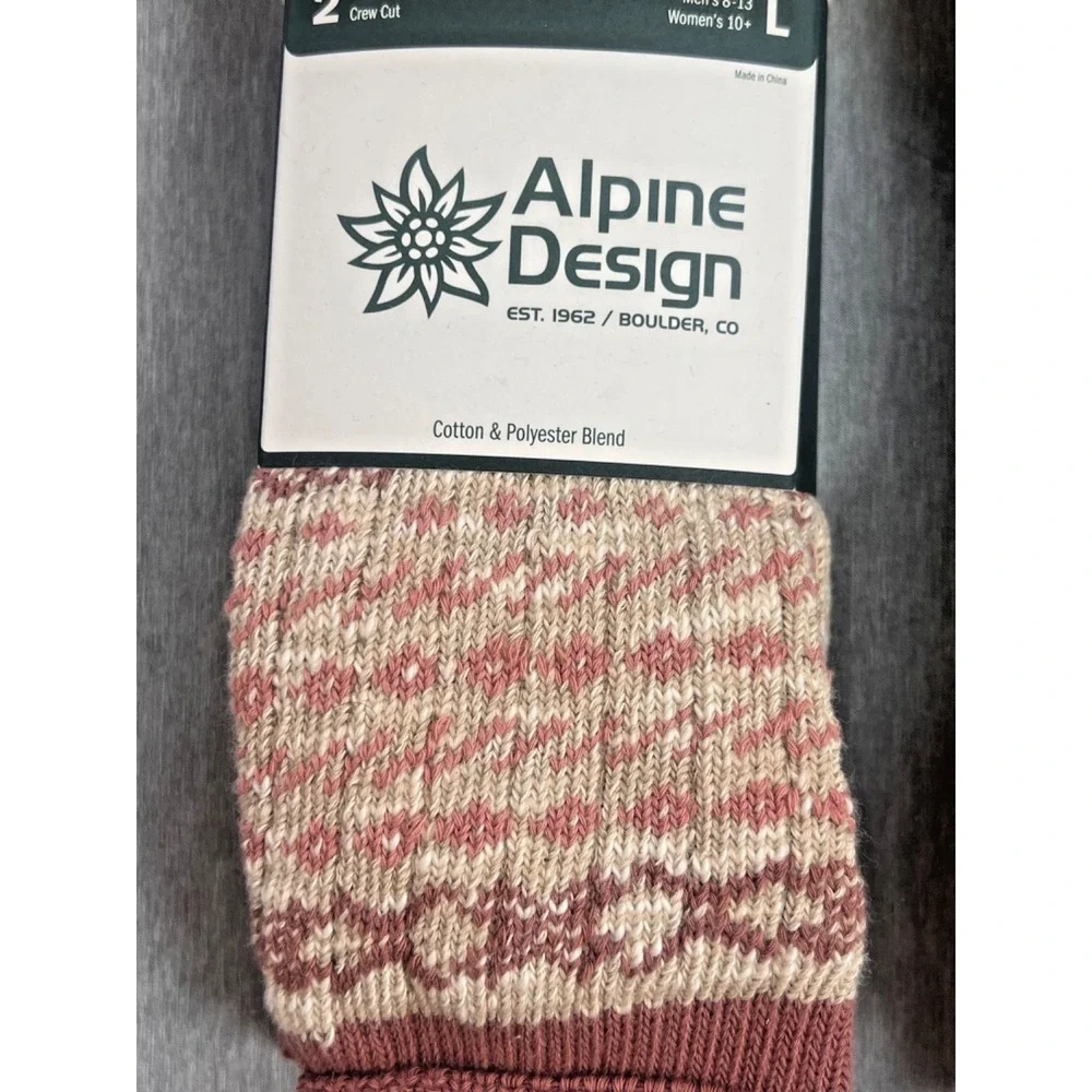 NEW 4‎ Pair Alpine Design Performance Hiking Crew Cut Ragg Socks Women's L 10 +